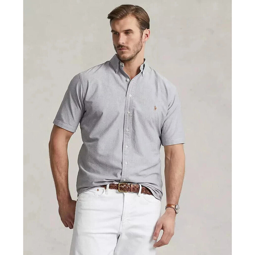 Polo Ralph Lauren Oxford Shirt Men's XLT Slate 100% Cotton Short Sleeve APP2570